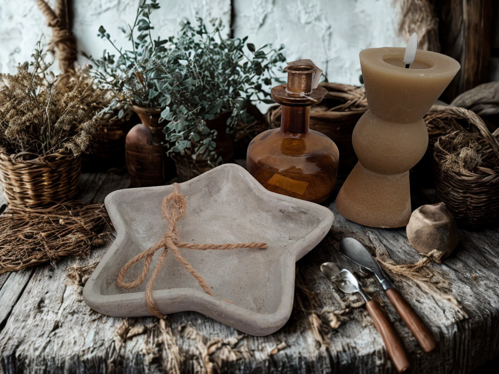 Schaal ster beton, Ø 20 cm.