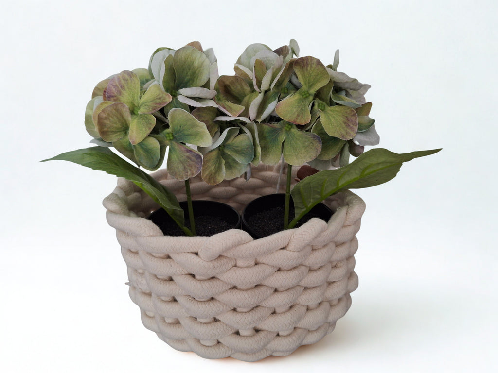 Zijden hortensia in potje
