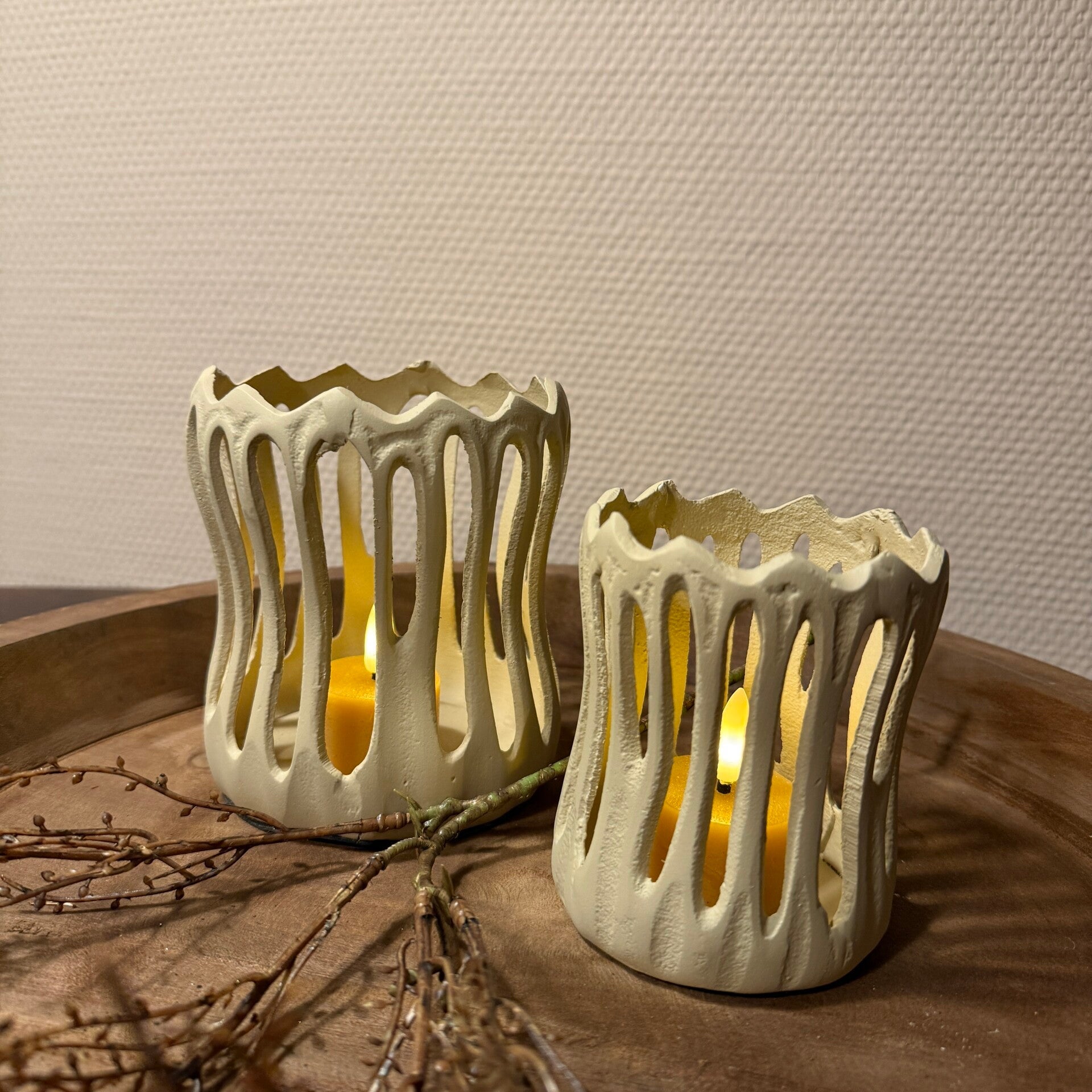 Light & Living Waxinelichthouder mat crème